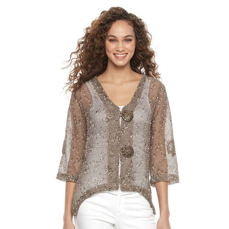 Womens Nina Leonard Button Knit Cardigan Product Image