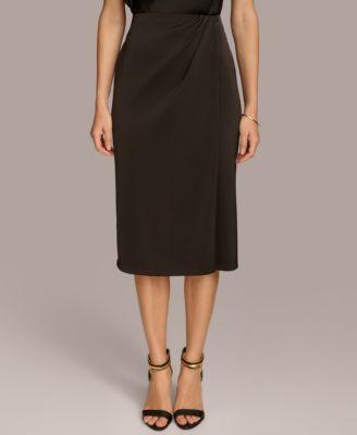 Donna Karan New York Womens Faux-Wrap Satin Skirt product image