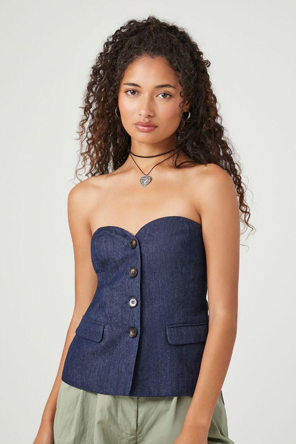 Button-Front Sweetheart Tube Top | Forever 21 product image