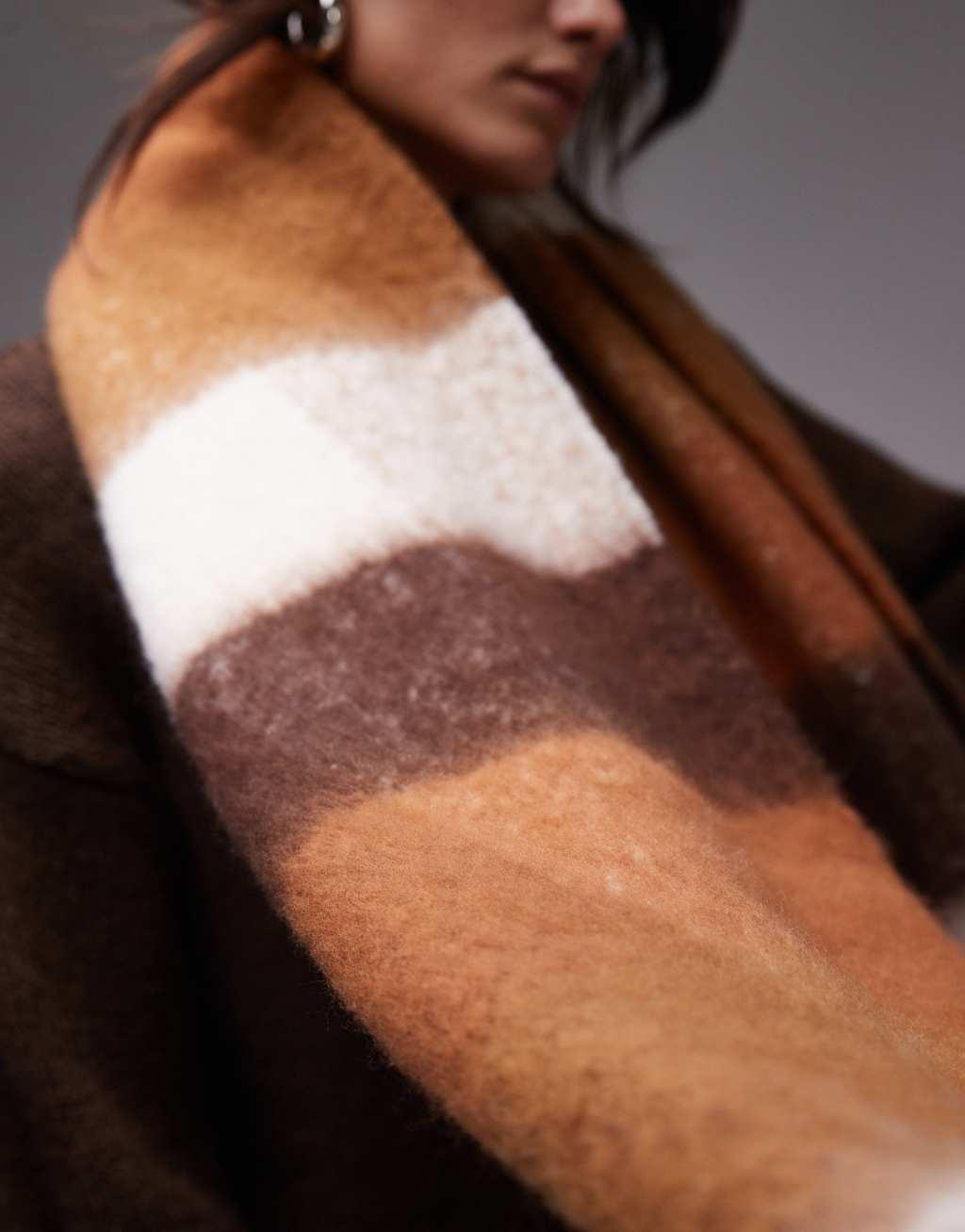 Topshop Sydney plaid blanket scarf in brown Product Image