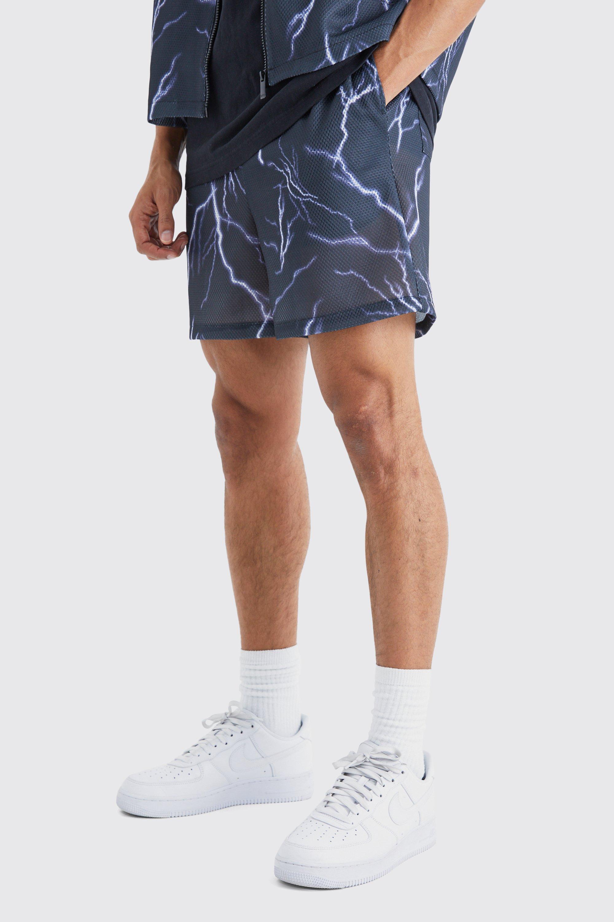 Elasticated Waist Mesh Scuba Graphic Shorts | boohooMAN USA Product Image