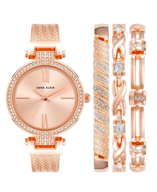 Anne Klein Womens Quartz Rose Gold-Tone Alloy Watch 31.5mm Set, 4 Pieces Product Image