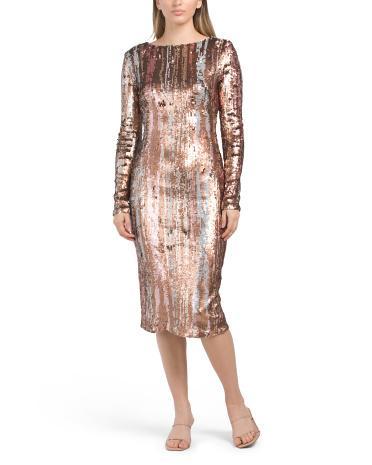 Emery Long Sleeve Sequin Midi Dress For Women Product Image