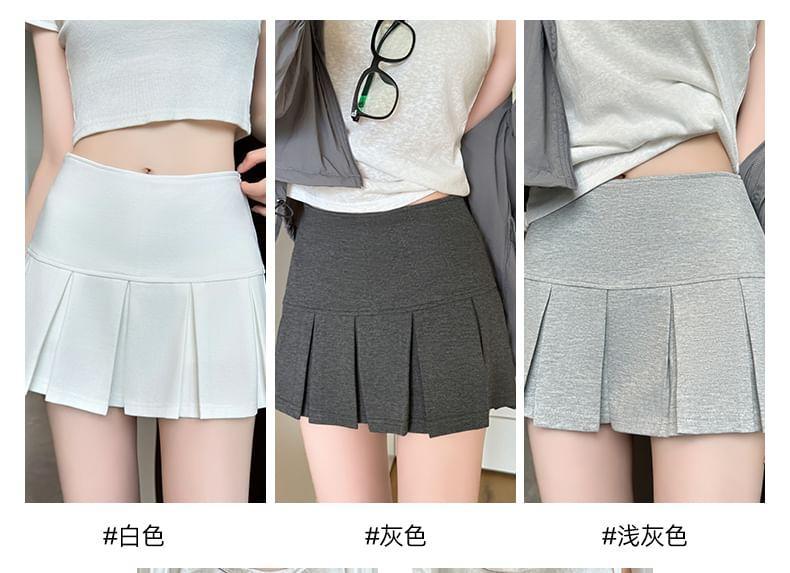 Mid Rise Panel Accordion Pleat A-line Sports Mini Skirt With Inset Shorts Product Image