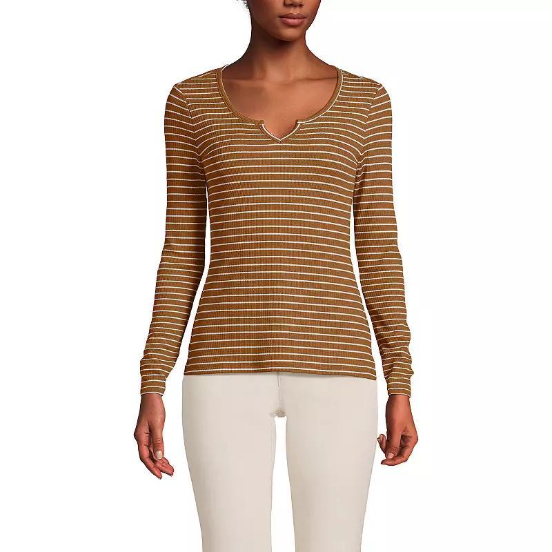 Womens Lands End Waffle Notch Neck Top Product Image