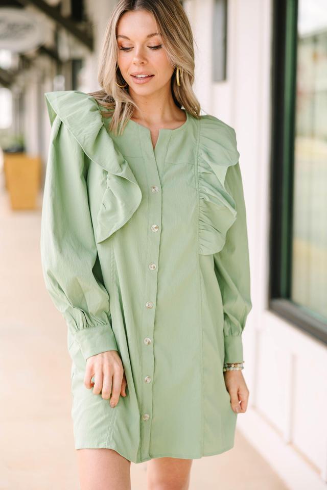 Feeling My Best Sage Green Ruffled Dress Female Product Image