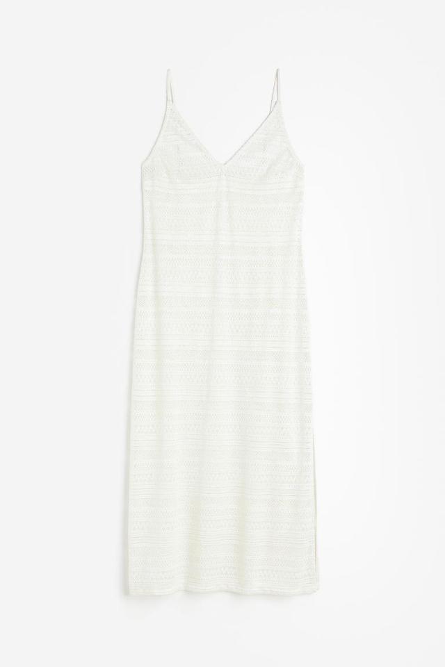 H & M - V-neck Bodycon Dress - White Product Image