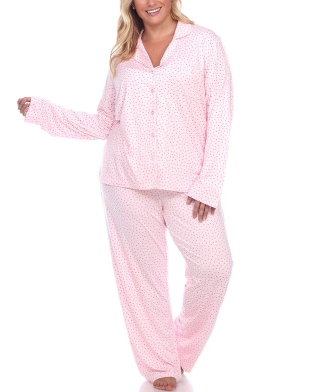 WM Fashion Plus Size Long Sleeve Pajama Set, Women's, Size: 1XL, Red Product Image