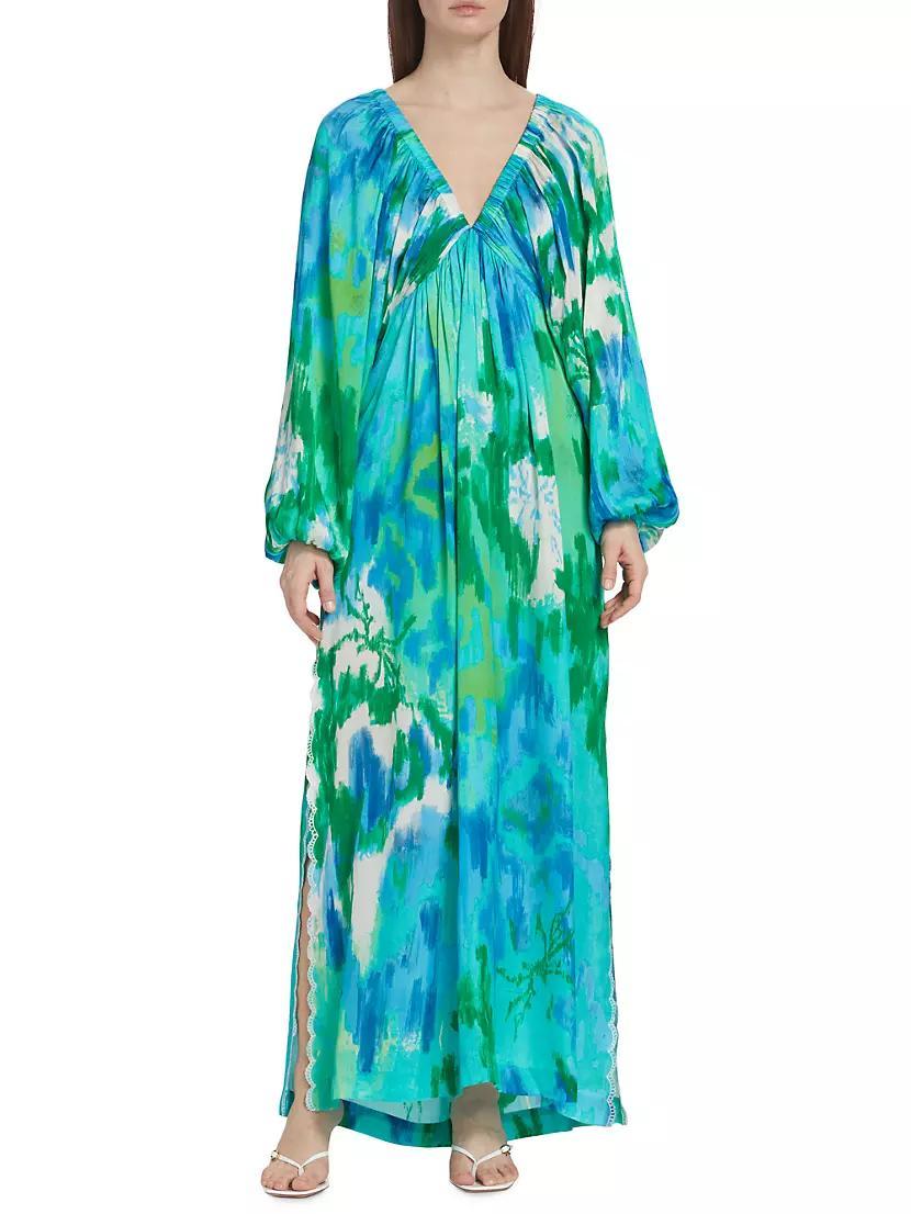 Tie-Dye Satin Caftan Product Image