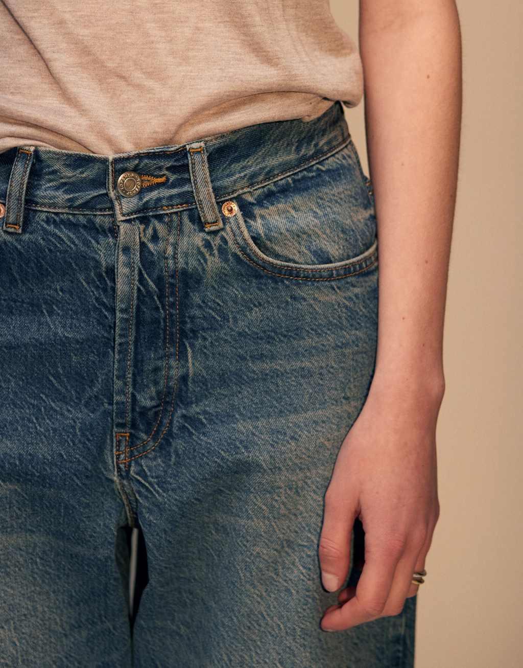 Topshop mid rise Column jeans in rich blue Product Image