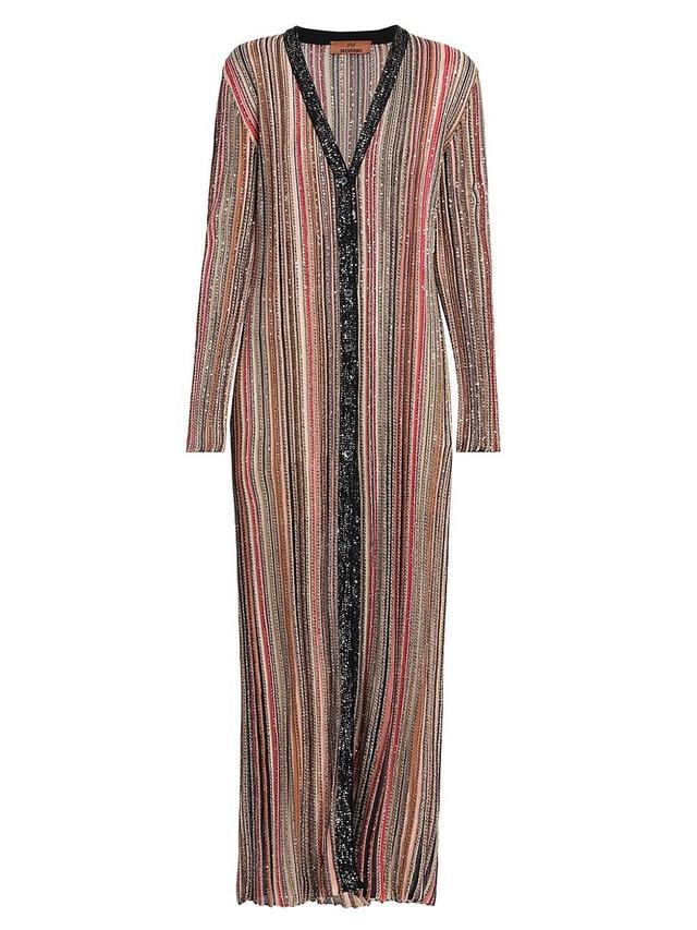 Womens Sequined Stripe Duster Cardigan Product Image