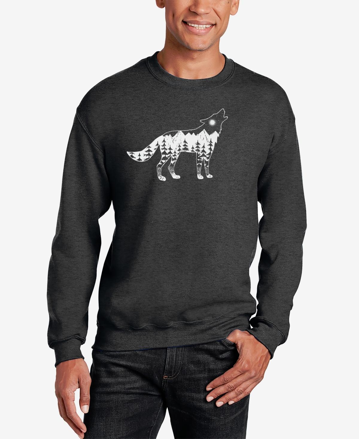 La Pop Art Mens Howling Wolf Word Art Crew Neck Sweatshirt Product Image