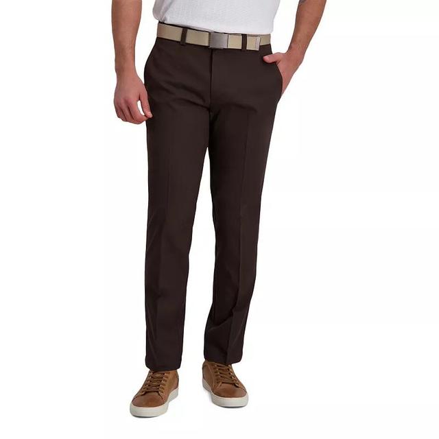 Mens Haggar Cool Right Performance Flex Straight-Fit Flat-Front Pants Brown Product Image