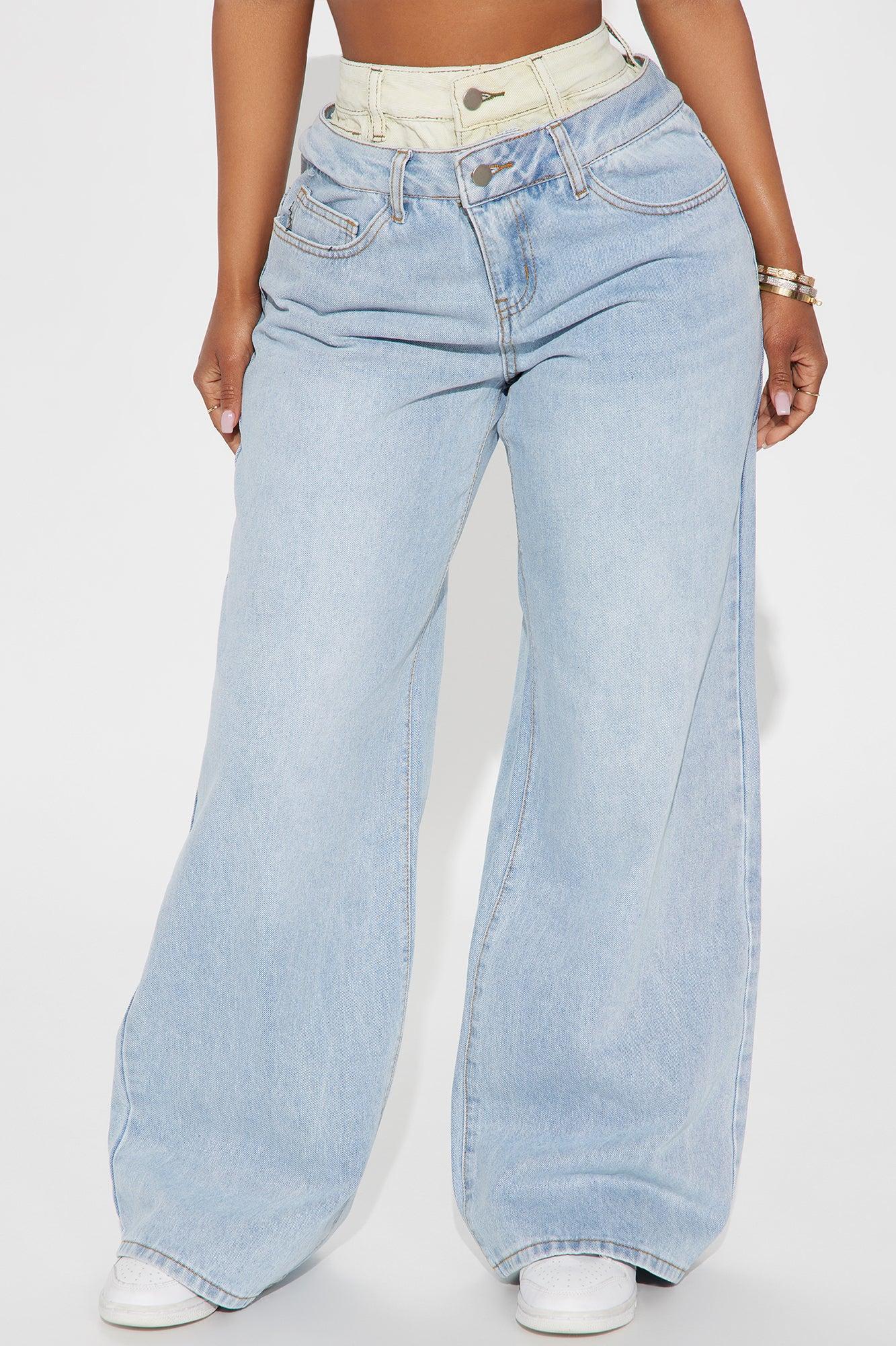 Gone Viral Double Waistband Baggy Jeans - Light Wash Product Image