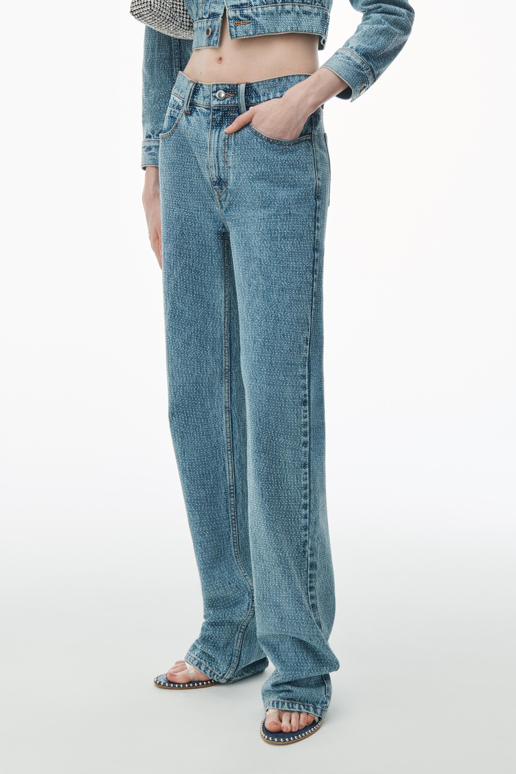 Ez - Mid Rise Straight Leg Jeans In Clear Hotfix Product Image