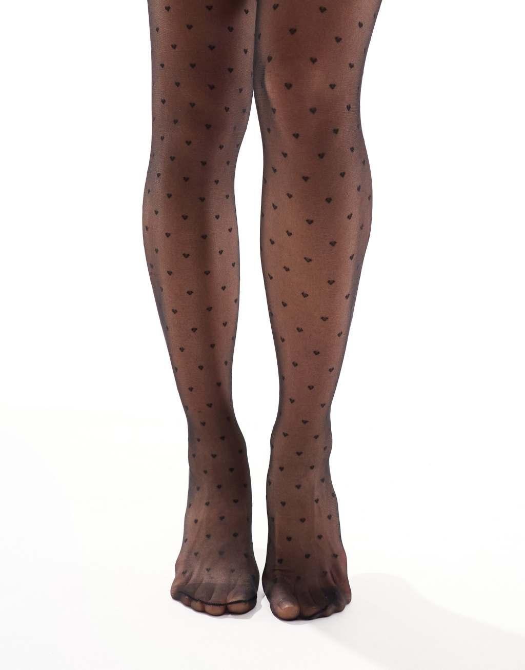 Pretty Polly all over heart tights in black Product Image