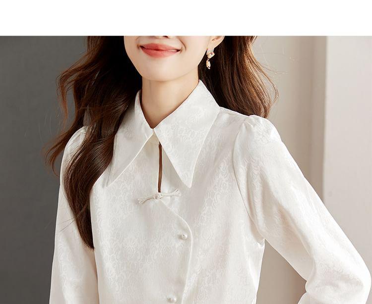 Puff-Sleeve Patterned Asymmetrical Shirt Product Image