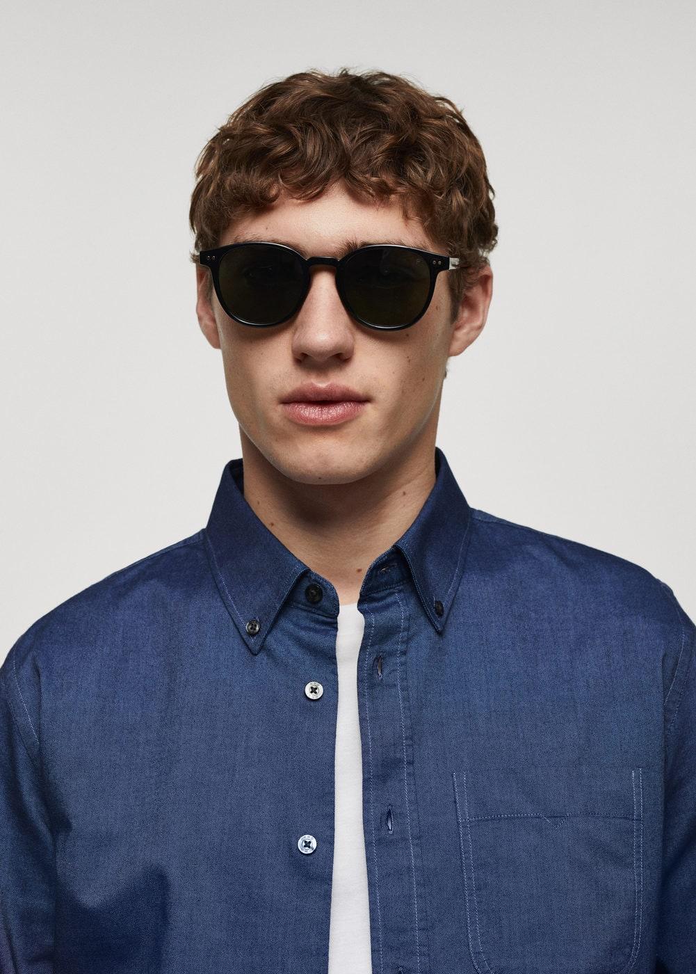 MANGO MAN - Regular fit Oxford cotton shirt indigo blueMen Product Image