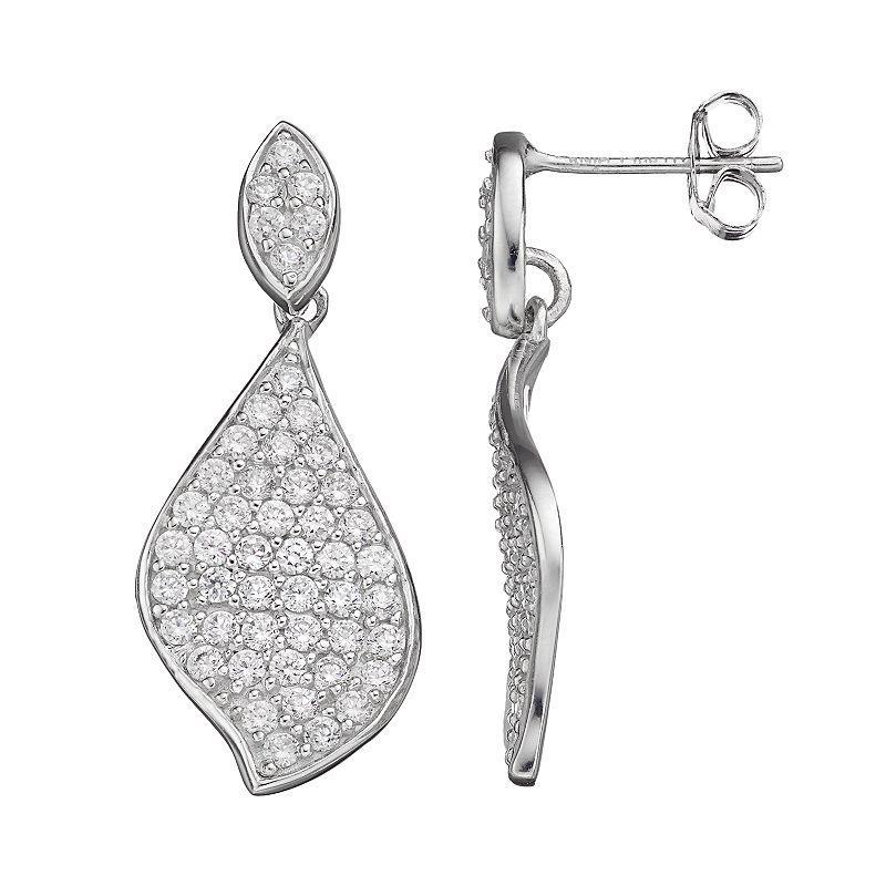 Sophie Miller Sterling Silver Cubic Zirconia Drop Earrings, Womens, White Product Image