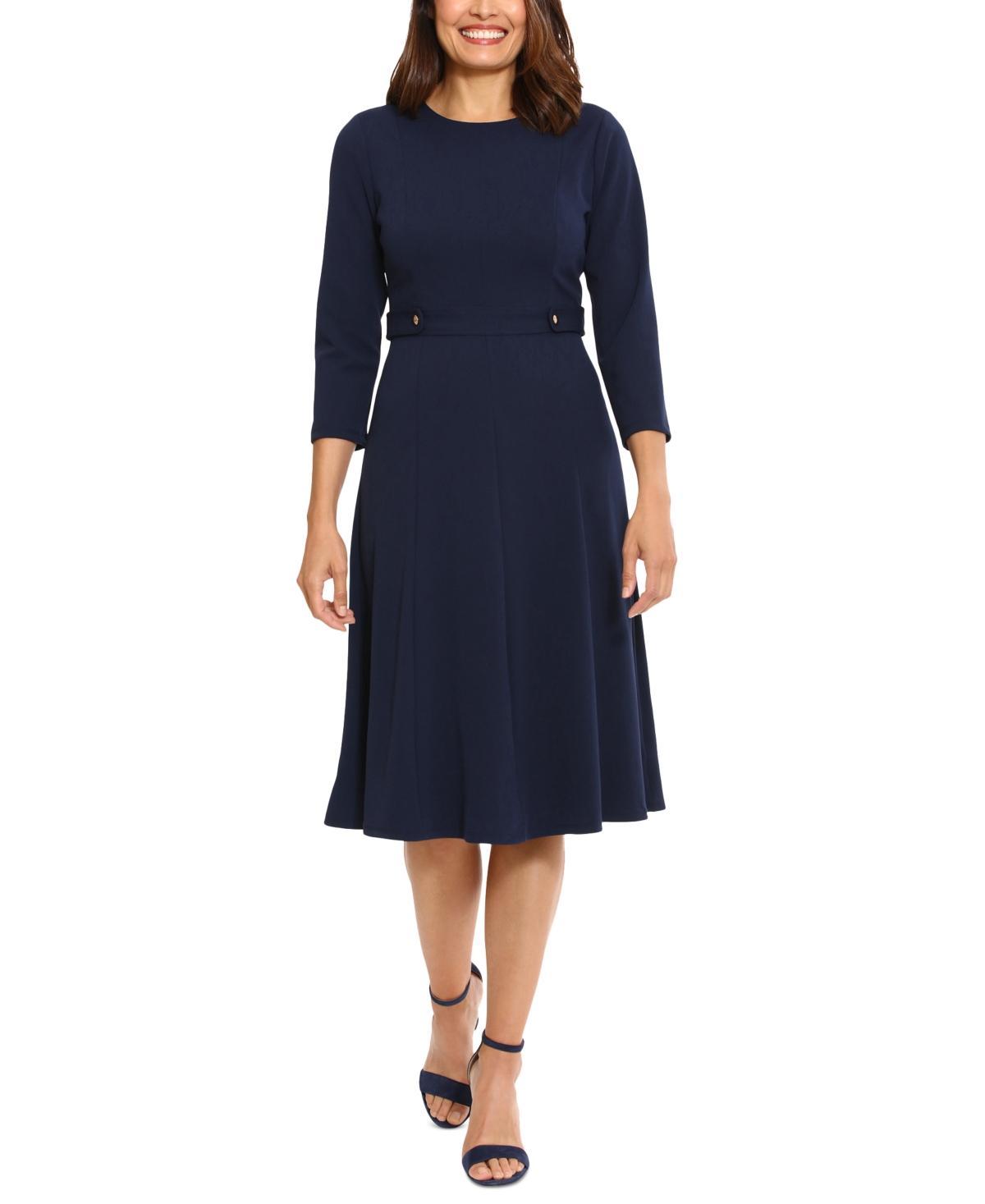 London Times Womens Tab-Waist Fit & Flare Dress Product Image