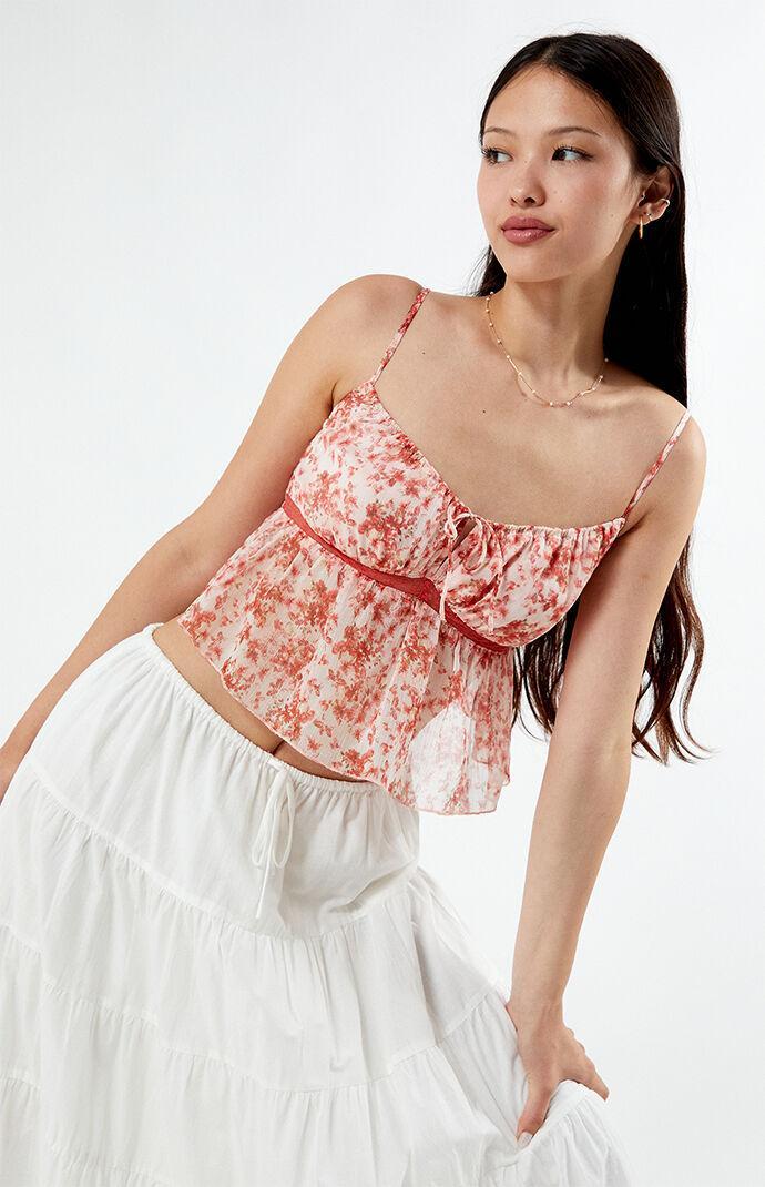 Women's Floral Tie Front Cami Product Image