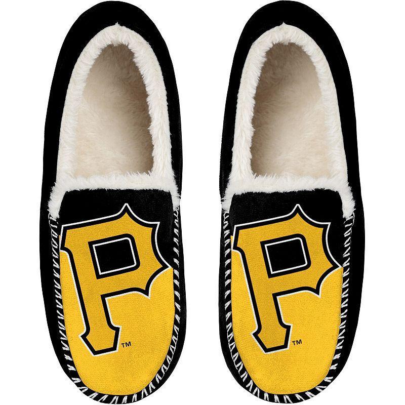 Mens FOCO Pittsburgh Pirates Colorblock Moccasin Slippers Product Image