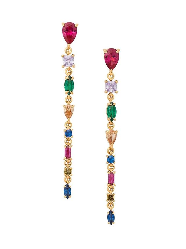 Womens Gold-Plated & Cubic Zirconia Linear Drop Earrings Product Image