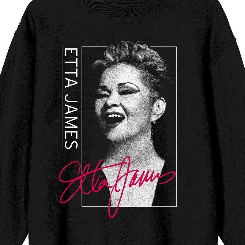 Mens Etta James Portrait and Autograph Long Sleeve Graphic Tee Black Product Image