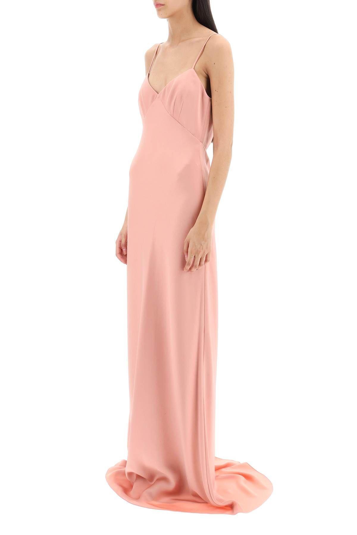 Sculpted Gown With Satin Finish And V-neckline In Pink Product Image