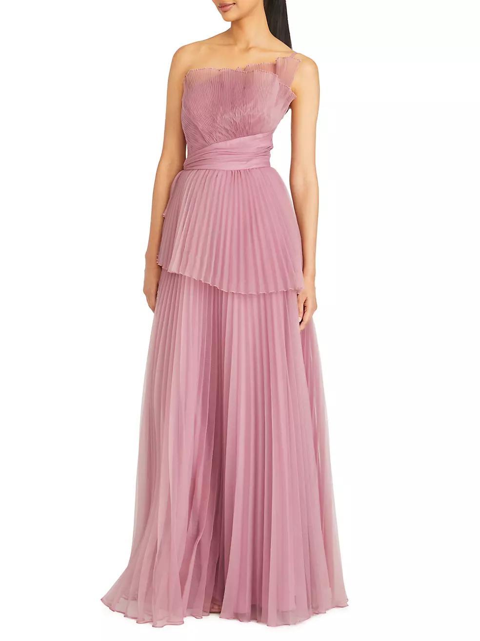 Delphine Pleated One-Shoulder Organza Gown Product Image