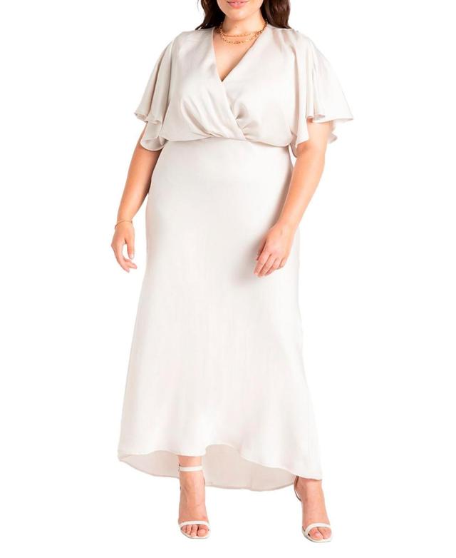 ELOQUII Plus Size Kimono Sleeve Maxi Dress - 28, Pink Product Image