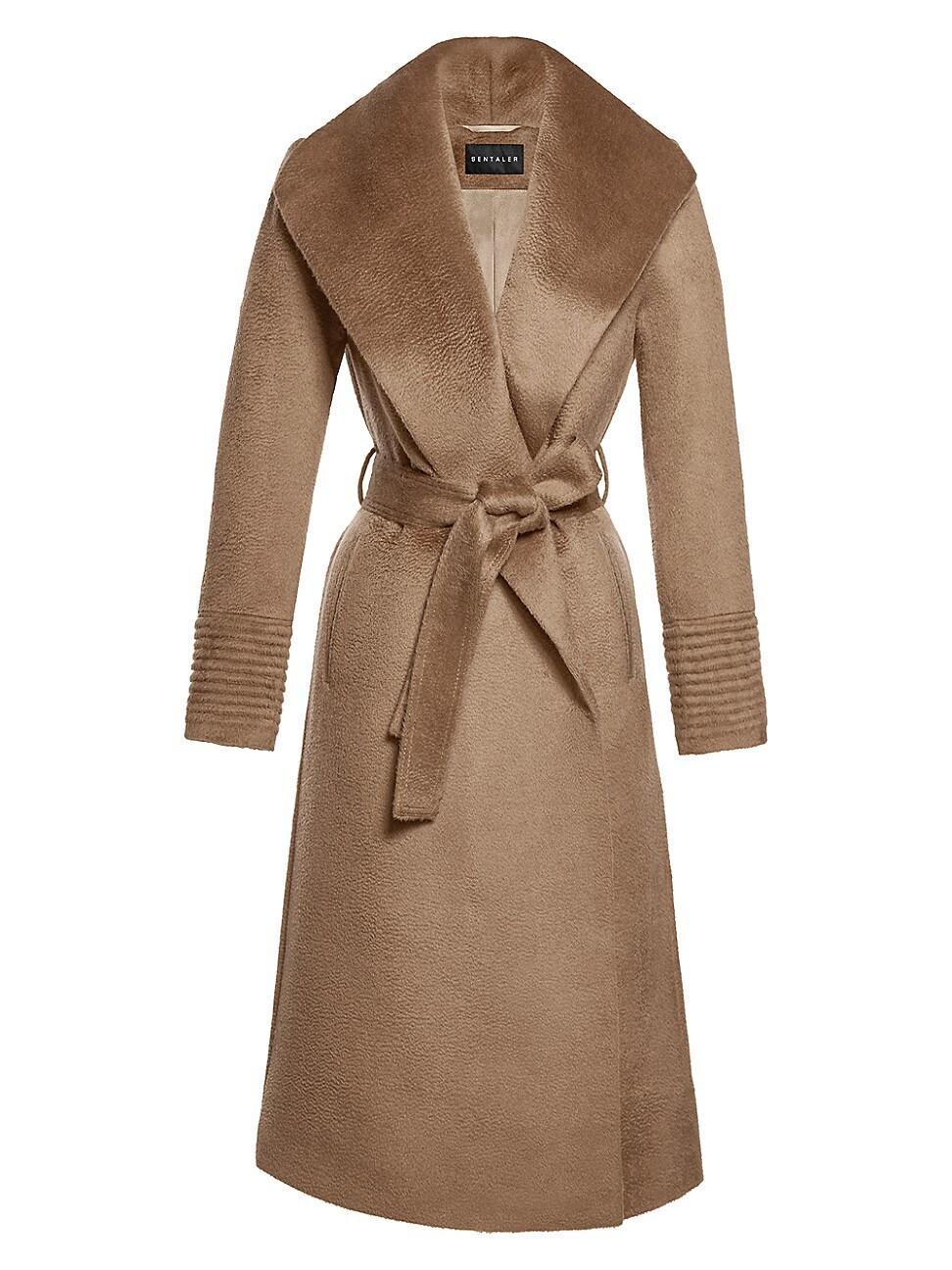 Womens Belted Alpaca-Blend Wrap Coat Product Image