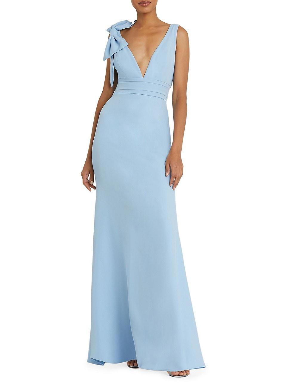 Womens Bow V-Neck A-Line Gown Product Image