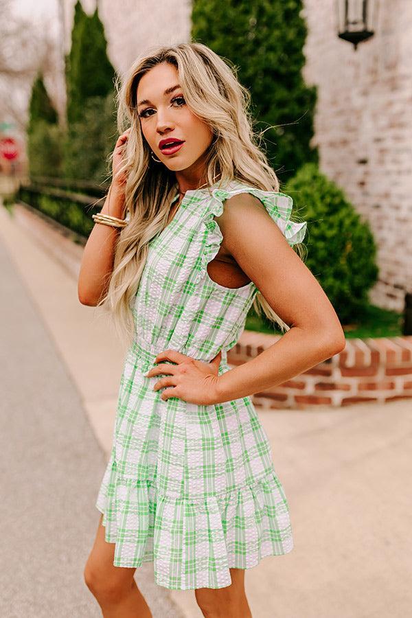 Parkside Picnic Gingham Romper in Lime Product Image