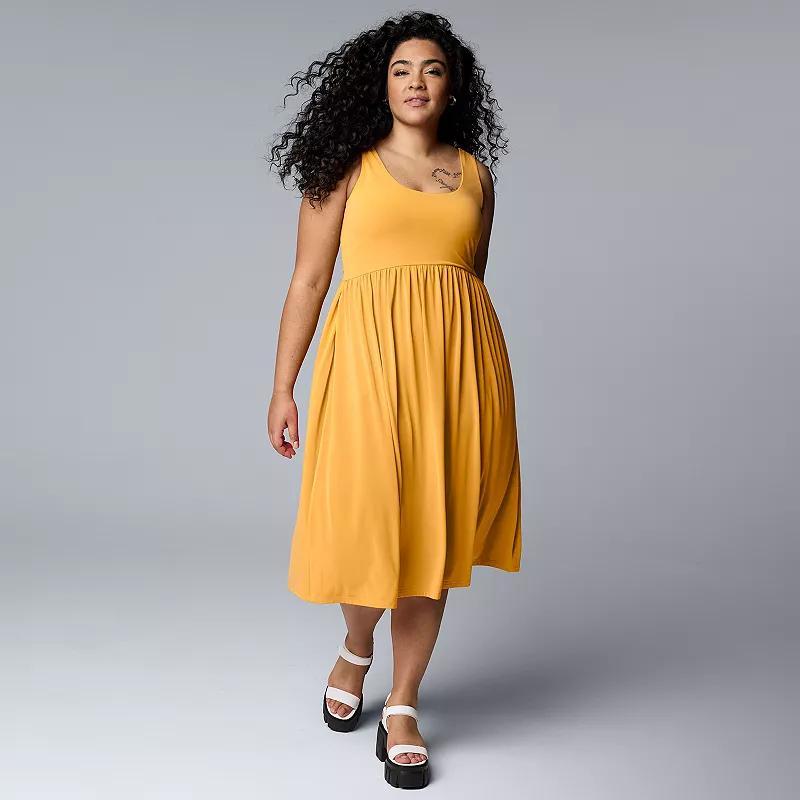 Plus Size Simply Vera Vera Wang Sleeveless Scoopneck Midi Fit & Flare Dress, Womens Product Image