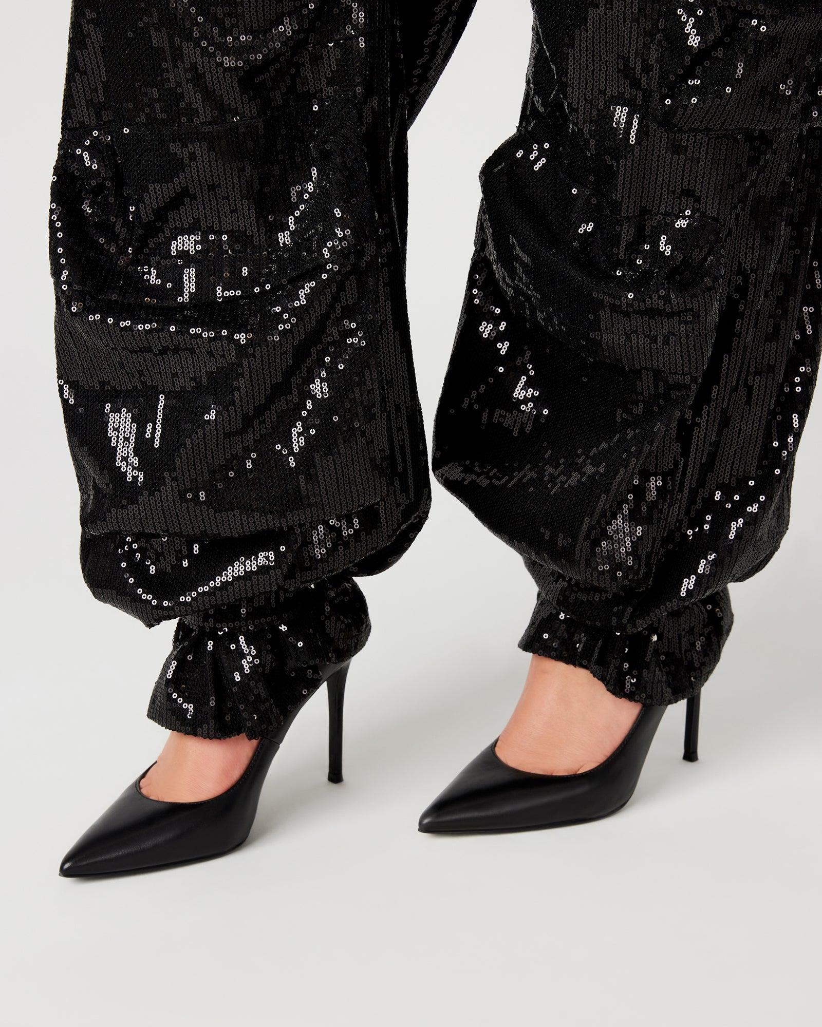 DUO SEQUIN PANT BLACK Female Product Image