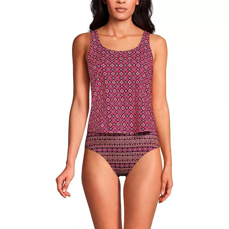 Womens Lands End Chlorine Resistant Scoop Neck One Piece Fauxkini Swimsuit Product Image