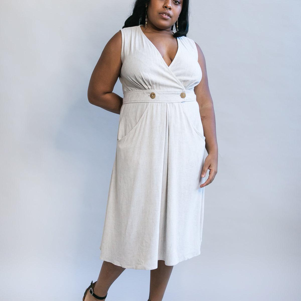 Winona Dress in Oat Linen Product Image