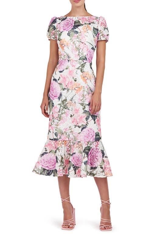 Kay Unger Fern Floral Lace Midi Cocktail Dress Product Image