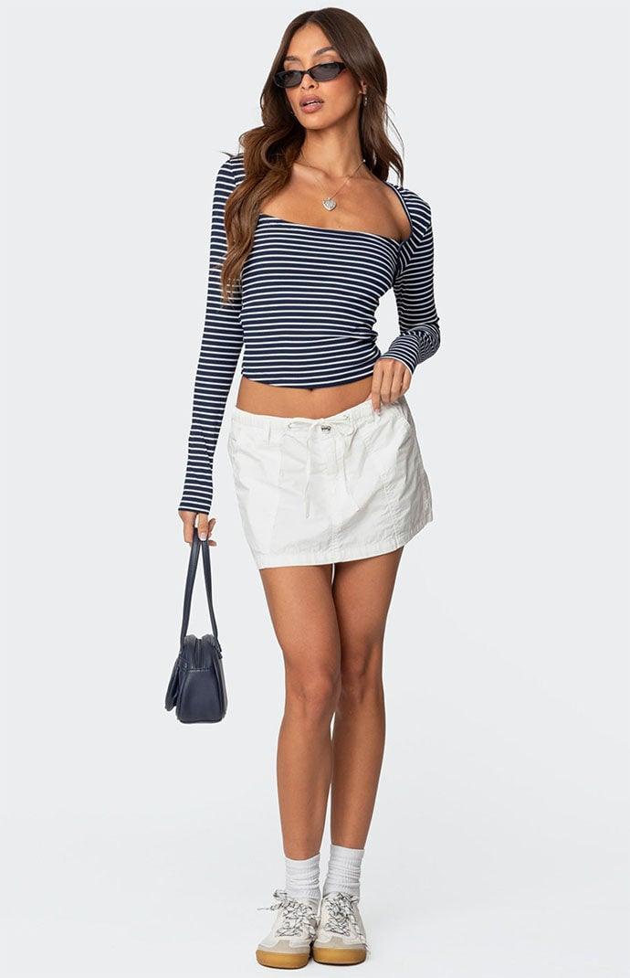 Edikted Women's Alex Striped Top in Navy/White - Product Image