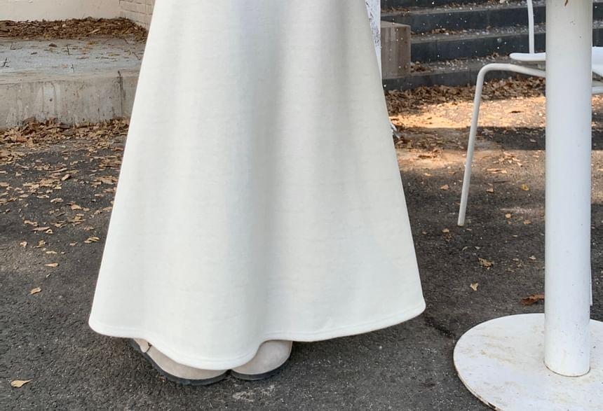 High Waist Plain Maxi A-Line Skirt Product Image