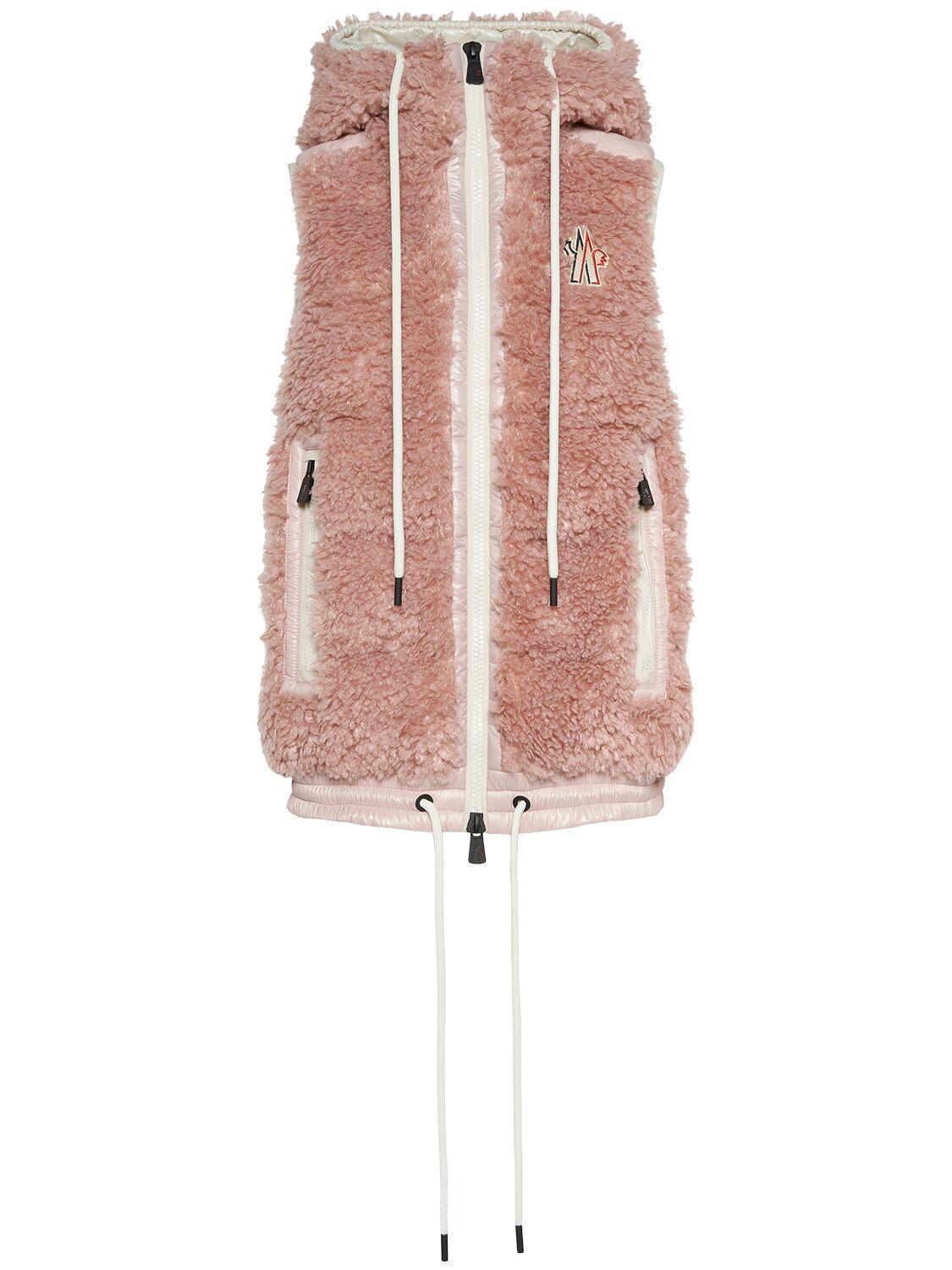 MONCLER Padded Teddy Zip-up Vest Pink Product Image