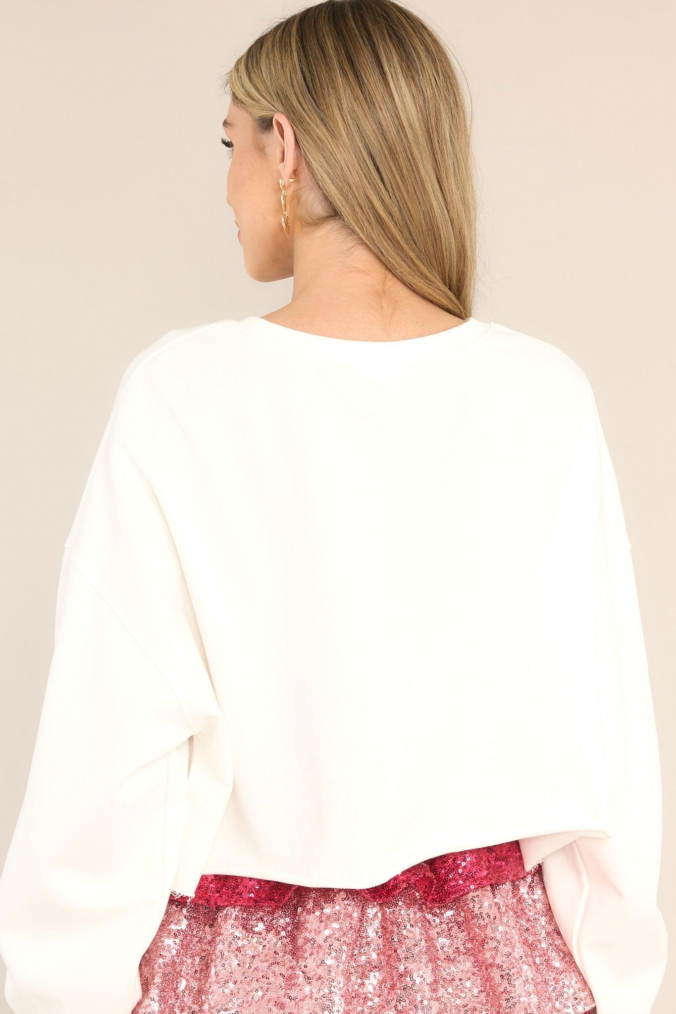 Thought Of You White XOXO Cropped Sweatshirt Product Image