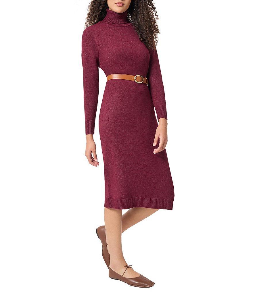 Jones New York Ribbed Turtleneck Long Sleeve Belted Dress Product Image