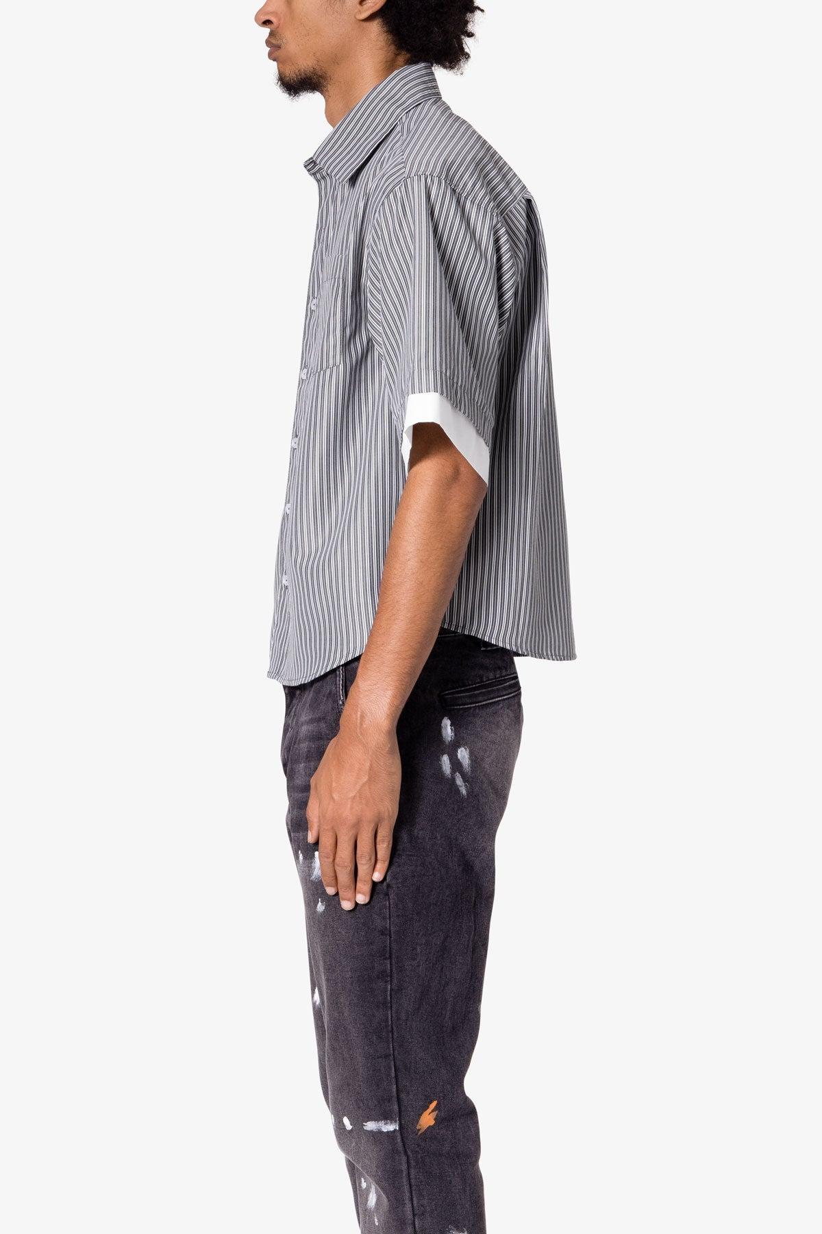 Dual Layered Striped Shirt - Black Product Image