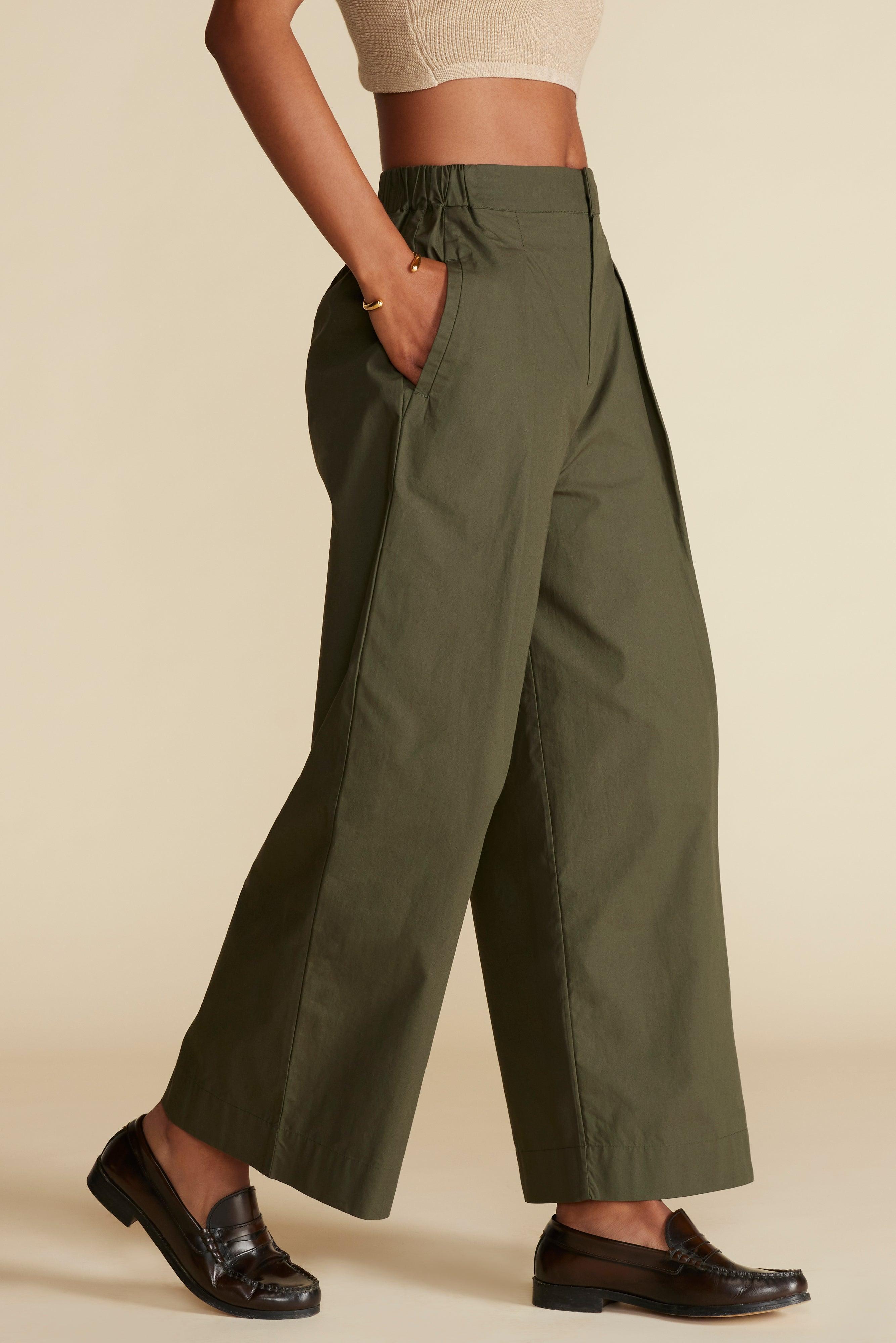 Sammy Organic Cotton Poplin Pant - Olive Green Product Image