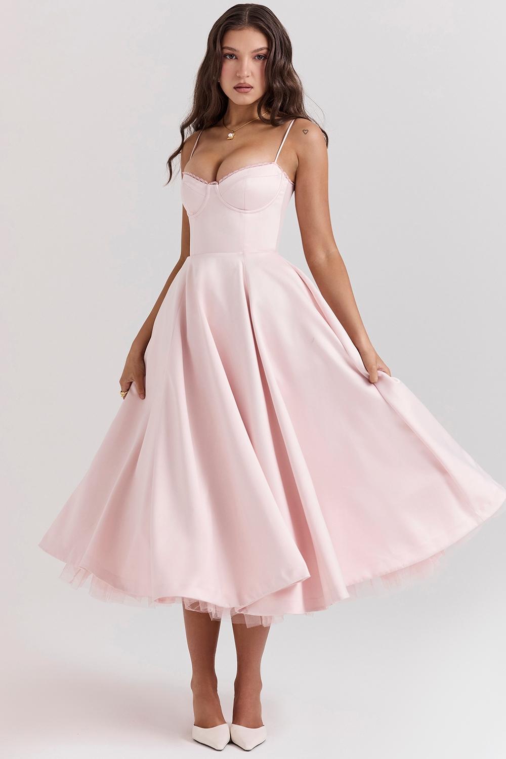 Mademoiselle Ballerina Pink Midi Dress Product Image