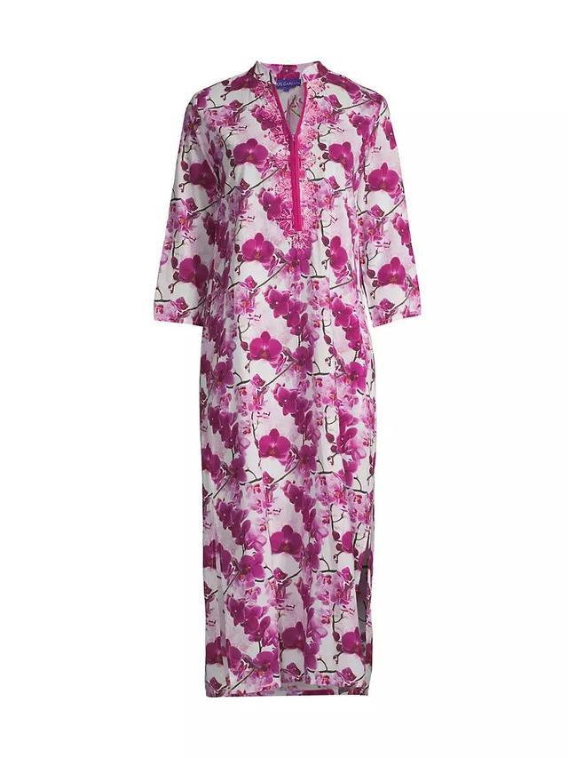 Clorinda Orchid-Print Cotton Midi-Dress Product Image