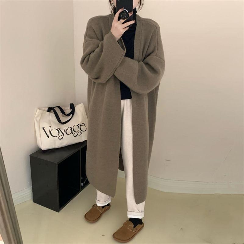 Plain Midi Open Front Cardigan Product Image