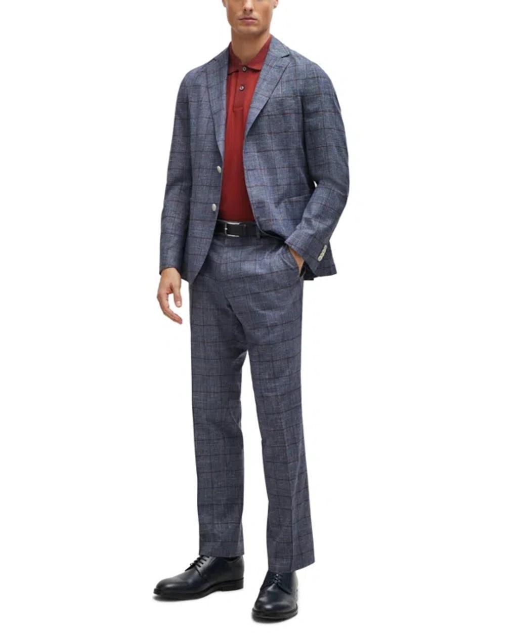 Boss By  Men's Slim-fit Micro-patterned Jacket In Open Blue Product Image